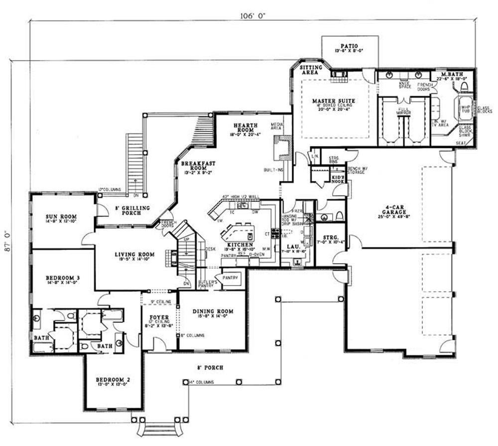 Floor Plan First Story of European Plan #153-1250